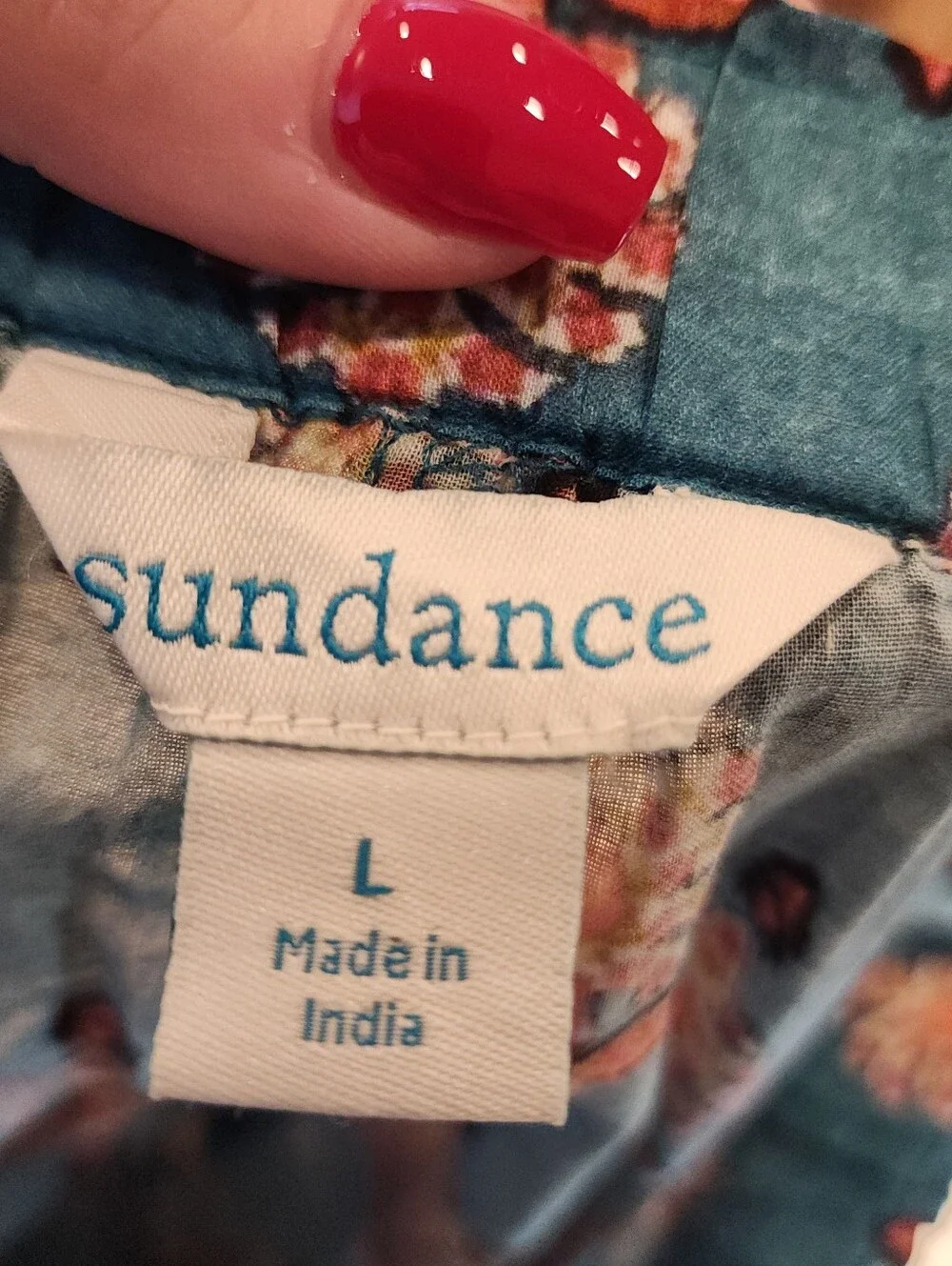 Sundance 100% Cotton Lightweight Pull On Drawstring Shorts Blue Pattern Large